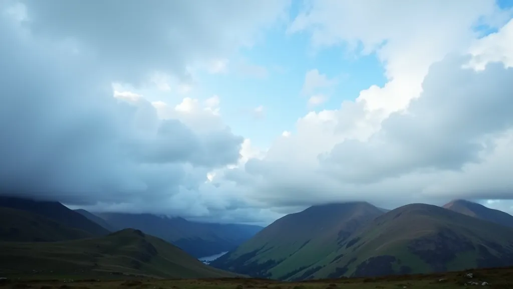 Close-up of weather conditions showing cloud formations and sky patterns typical of mountain weather changes